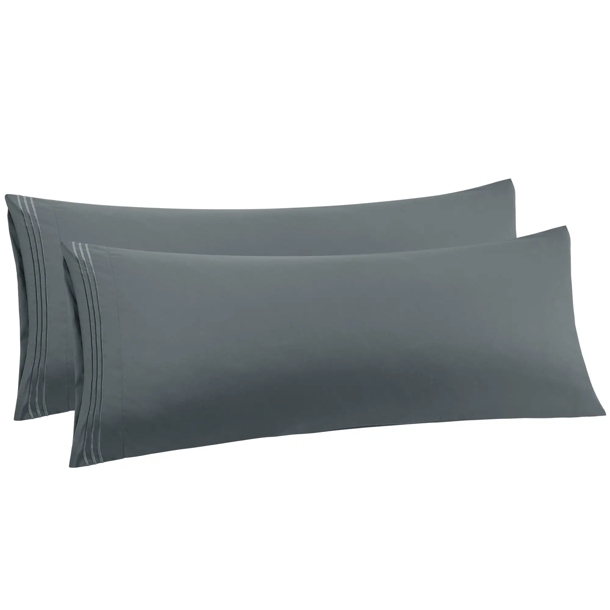 

Polyester Soft Zipper Closure Body Pillowcases 2 Pcs Dark Gray 20x48