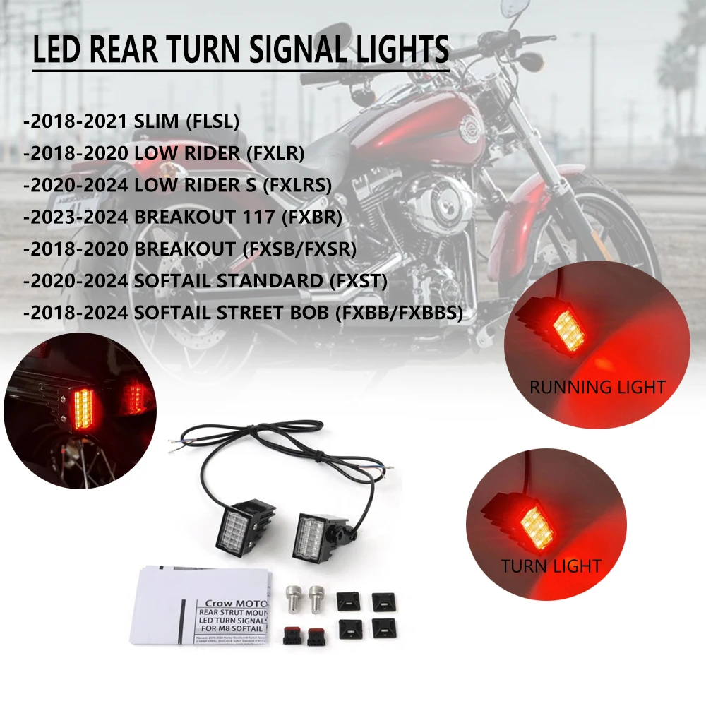 

New Motorcycle Accessory LED Rear Turn Signal Lamp Fit For Harley Softail Street Bob FXBB/FXBBS 2018-2024