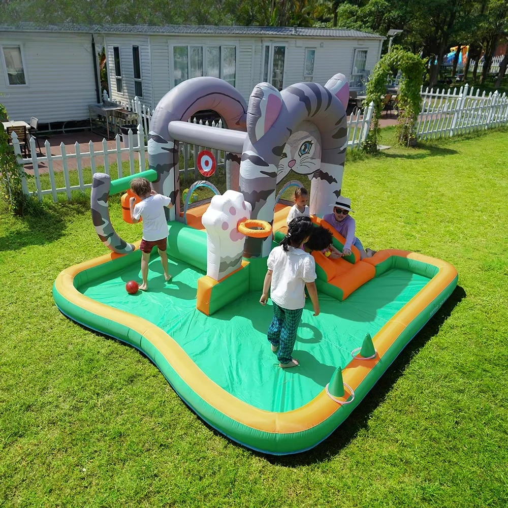 Household inflatable trampoline castle with slide combination children's bouncing game