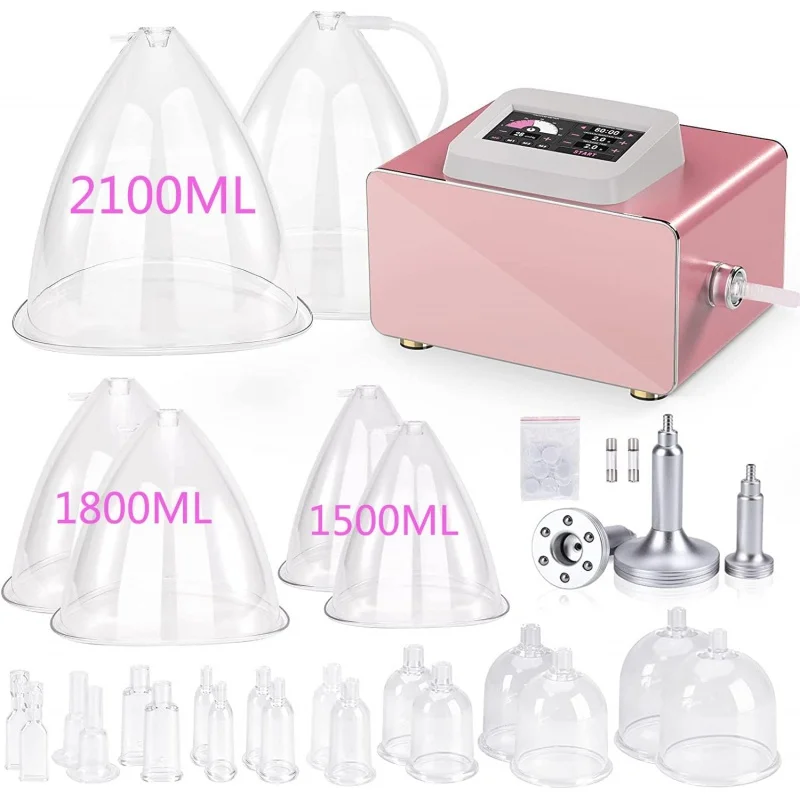 

Vacuum Cupping Therapy Machine with 24 Cups(Include 1500, 1800, 2100ML Large Cups) and 3 Gua Sha Head, 0-60 cmHg, Touch Screen