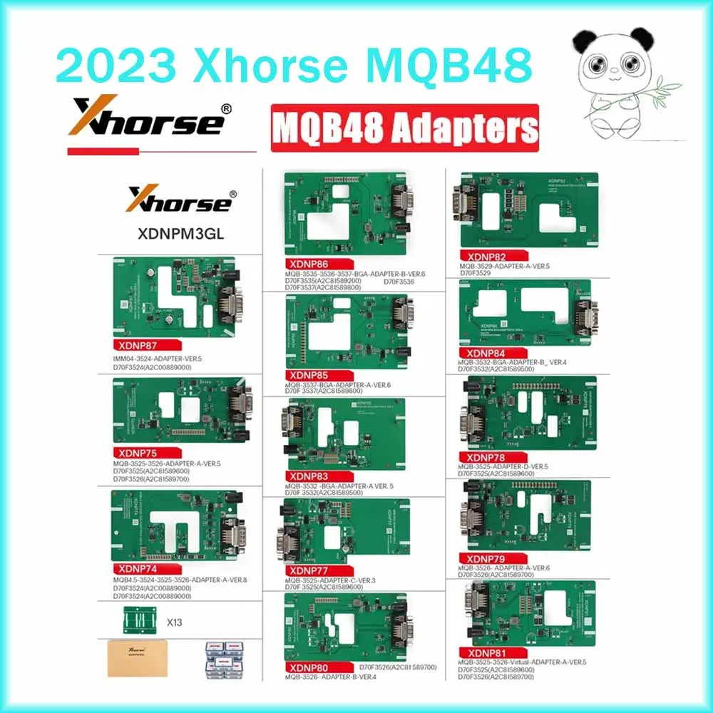 Xhorse MQB48 No Disassembly No Soldering 13 Full Set Adapters XDNPM3GL  for VVDI PROG and Key Tool Plus Pad with free gift