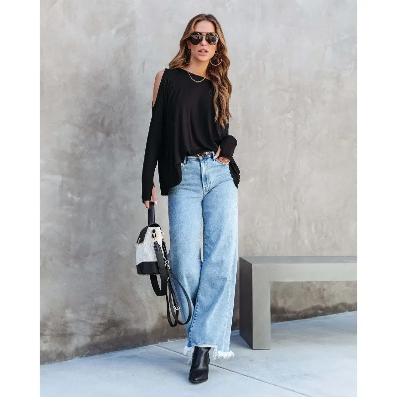 Baggy Jeans Women Tassel Straight Pants Blue Jeans Streetwear Trouser Wide-legged Pants Women Clothes High Waisted Pants Korean