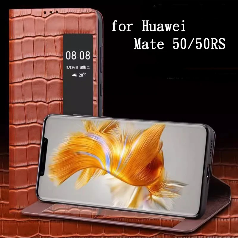 

Smart Phone Case for Huawei Mate 50/50RS Carcasa Genuine Leather Funda Folding Cover for Huawei Mate40RS Coque Capa Mate 40 Bag