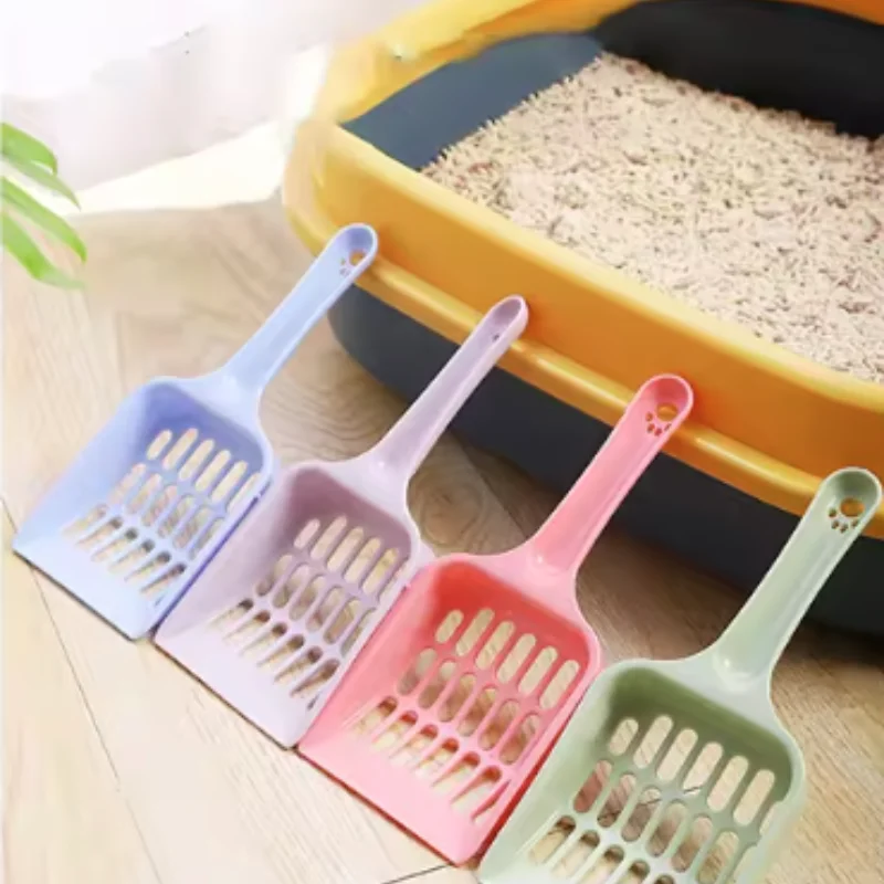 Candy Color Pet Litter Shovel Cat Poop Pickup Tool with Horizontal Handle High Aesthetic Cat Toilet Cleaning Supplies