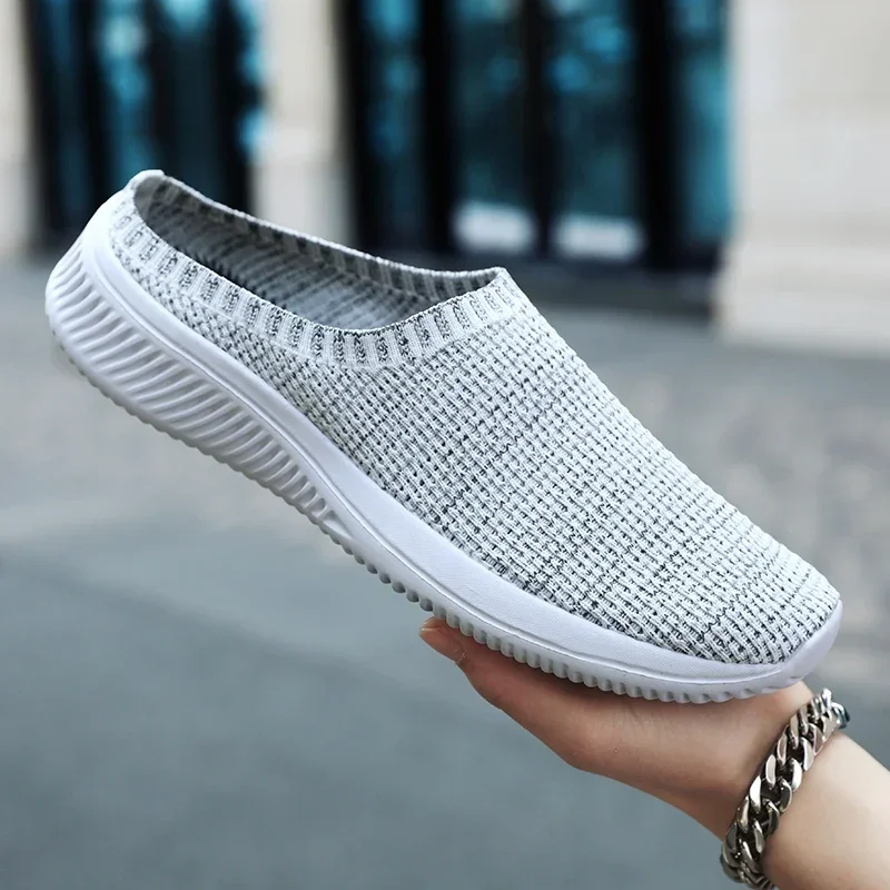 

Summer Men Casual Shoes Mesh Loafers Breathable Half Slippers Outdoor Indoor Women Comfortable Fashion Couple Walking Sneakers