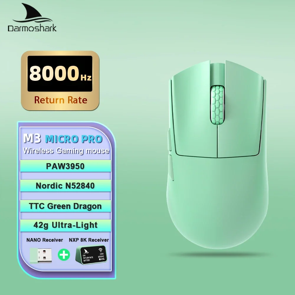

Darmoshark M3 Micro Pro Gaming Mouse Wireless 8K Tri-Mode PAM3950 30000DPI N52840 Macro Game Mosue Lightweight Small Hand Mice