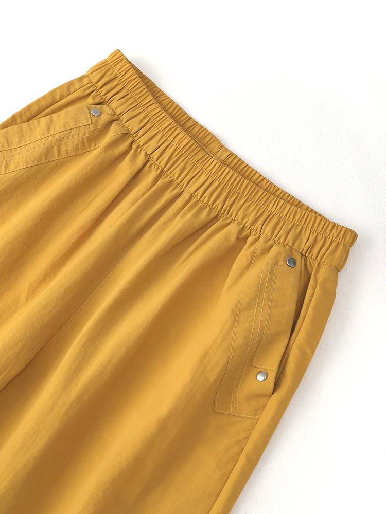 سراويل نسائية صيفية سريعة الجفاف - سراويل رياضية كاجوال فضفاضة بتصميم برشام عصري كوري #5