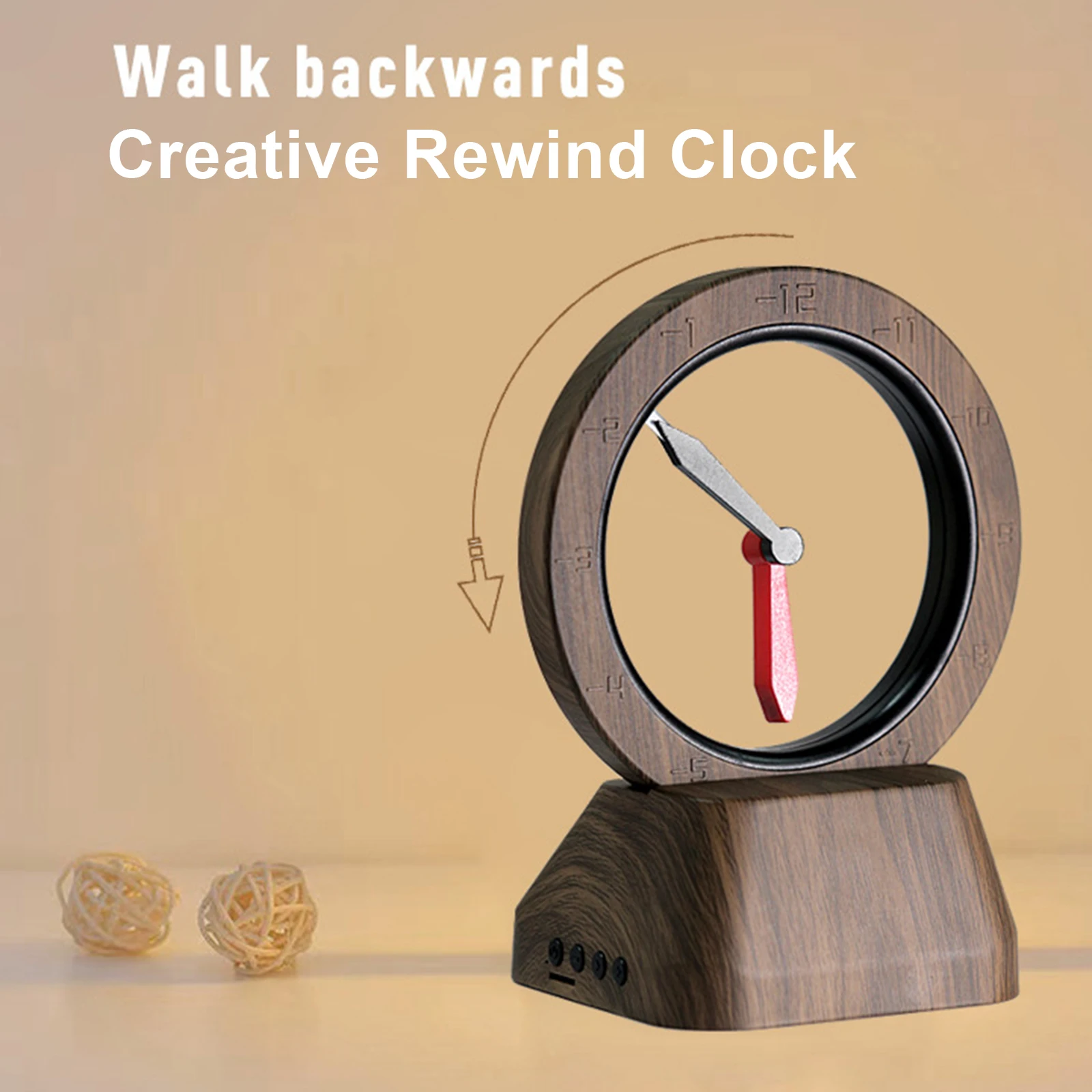 Retro Levitating Clock Pendulum Backwards Walking Reverse Direction Clocks Smart Bluetooth Speaker Desktop Decorations