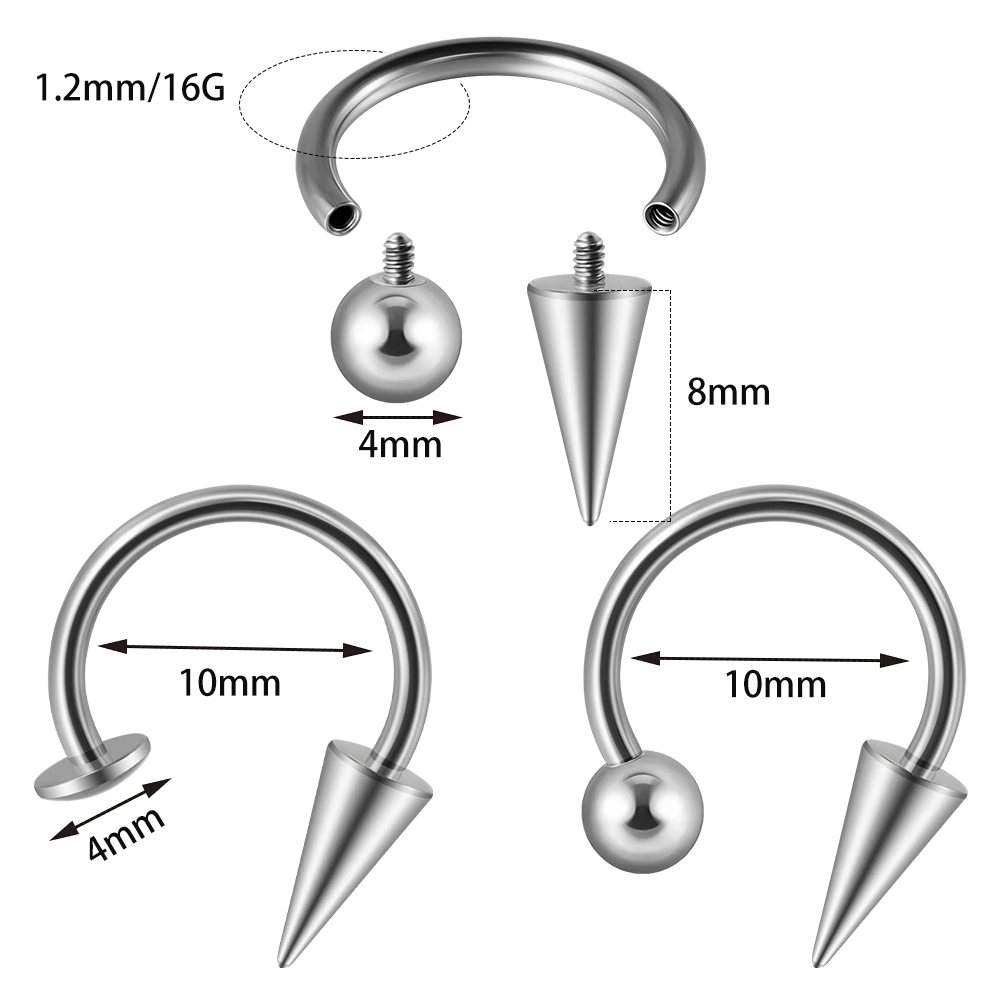 1PC G23 Titanium 16G Horseshoe Labret Lip Rings Vampire Fangs Style Helix Rook Earrings Nose Septum Rings Piercing Jewelry