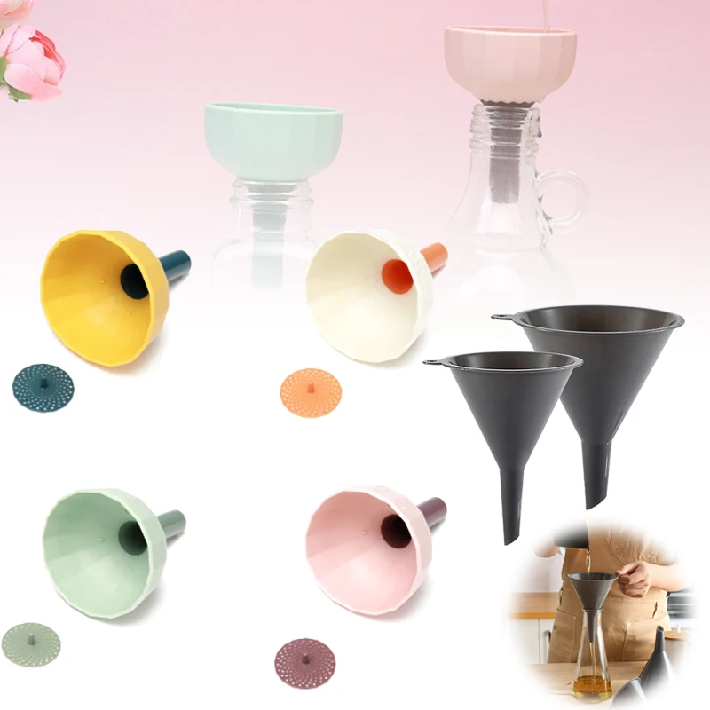 

1pc Multifunctional Kitchen Funnel Silicone Portable Condiment Funnel Wine Oil Rice Funnel Tool Spill Filter Kitchen Supplies