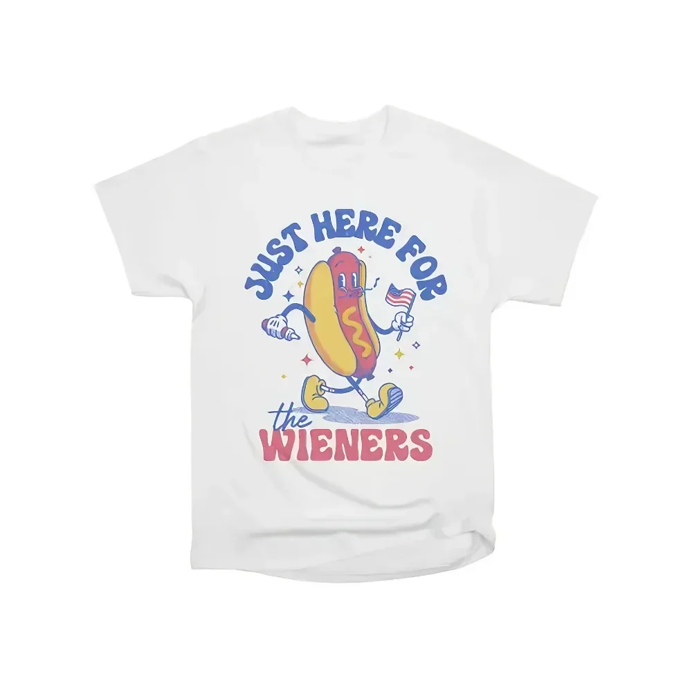 

Just Here for the Wieners Relaxed Fit, Short Sleeve, Casual, Breathable, Soft, Summer Spring Fall Essential - Unique Gift Idea