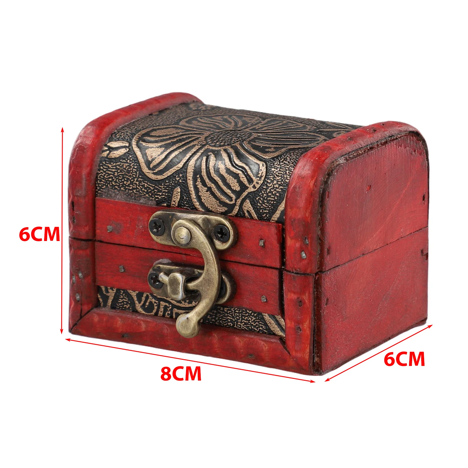 1pc Wooden Treasure Chest Jewelry Box Vintage Storage Wooden Box Trinket Gift Box Home Decoration Container Supplies 8x6x6cm