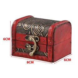 1pc Wooden Treasure Chest Jewelry Box Vintage Storage Wooden Box Trinket Gift Box Home Decoration Container Supplies 8x6x6cm