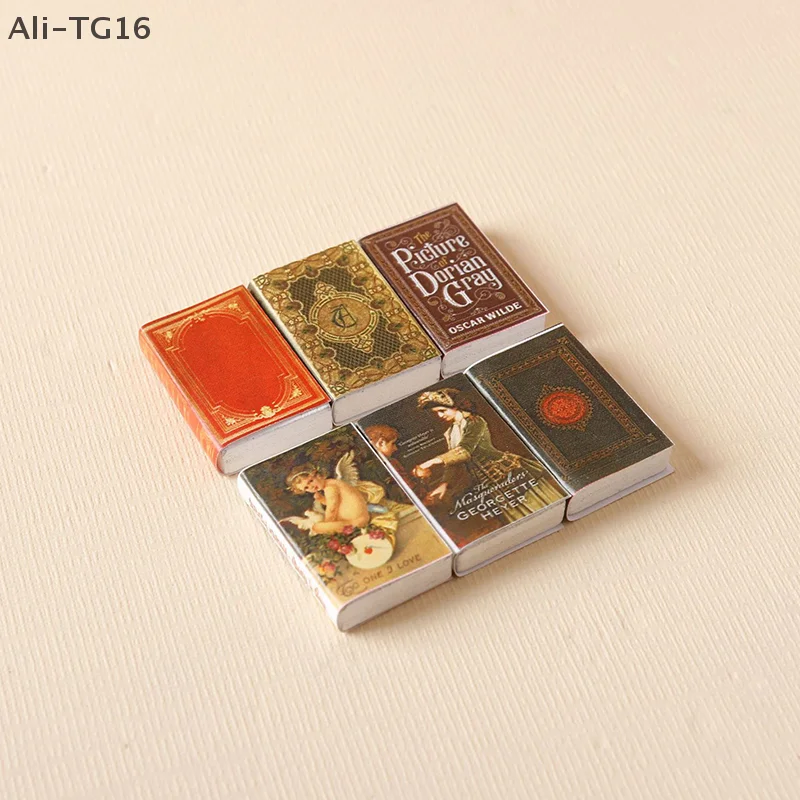 (YY)6 ชิ้น/ล็อต 1:12 ของเล่นบ้านตุ๊กตาจิ๋ว อุปกรณ์เสริมหนังสือกระดาษ ของเล่นสำหรับเด็ก ของเล่นเสริมสร้างจินตนาการ เฟอร์นิเจอร์บ้านตุ๊กตา