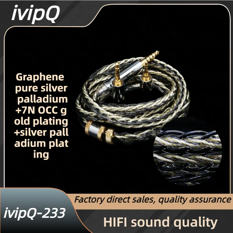 

ivipQ-233 High Purity HiFI DIY MMCX 8-Core Graphene+Silver Palladium Plating Modular Plug Earphone Cable , For IE900 AKG N5005