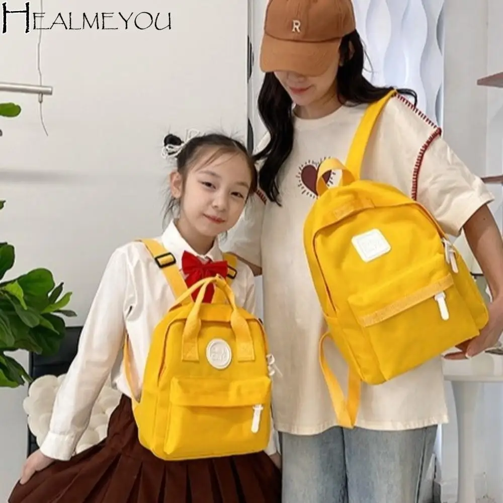 

Solid Color Children Backpack Large Capacity Anti-theft Student School Bag Handbag Korean Style Canvas Rucksack Teenage Girls