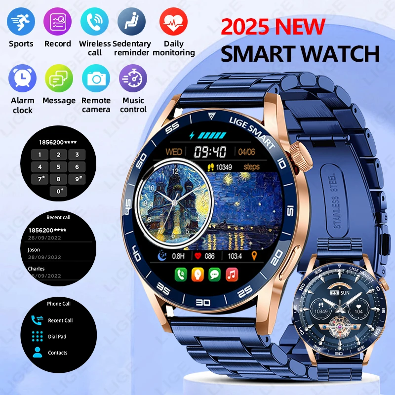 

LIGE 2025 New Fashion Smart Watch Men HD Screen Sport Fitness Heart Rate Monitor Bluetooth Call IP68 Waterproof Smartwatch Women