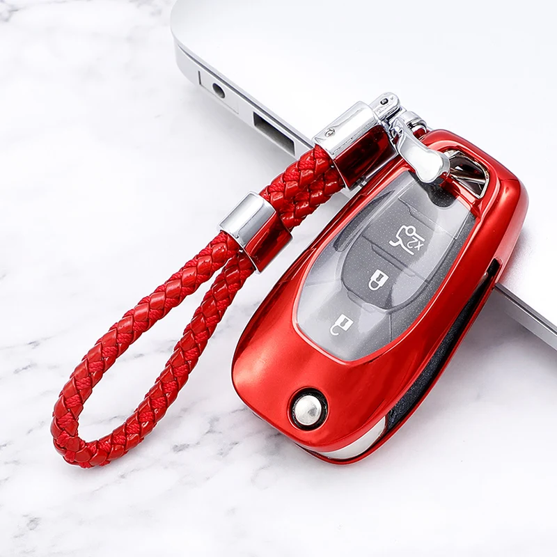 

Soft TPU Car Folding Key Case Cover Shell Keychain for Chevrolet Cruze Spark Sonic Camaro Volt Bolt Trax Malibu Key Protector