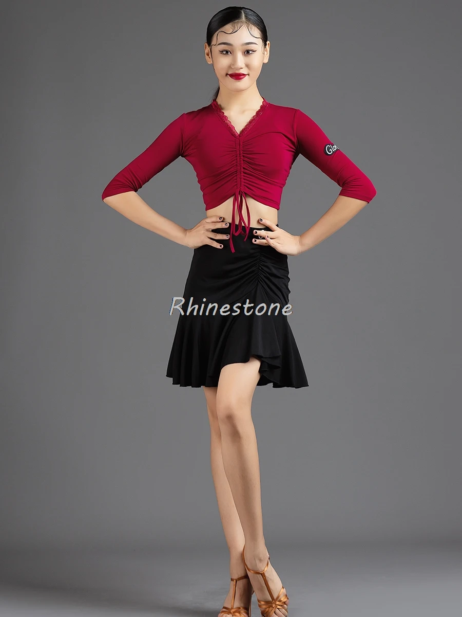 Latin Dance Dress Training Performance Dress New Big Swing Pleated Half Skirt