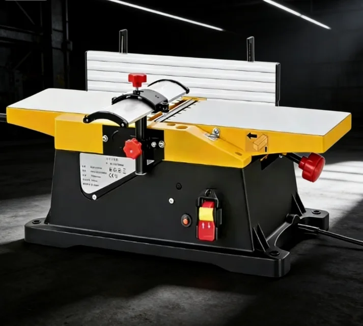 Multi Function 6 Inch Small Bench Electric Wood Planer Woodworking with Spiral Cutter Head Home 150mm