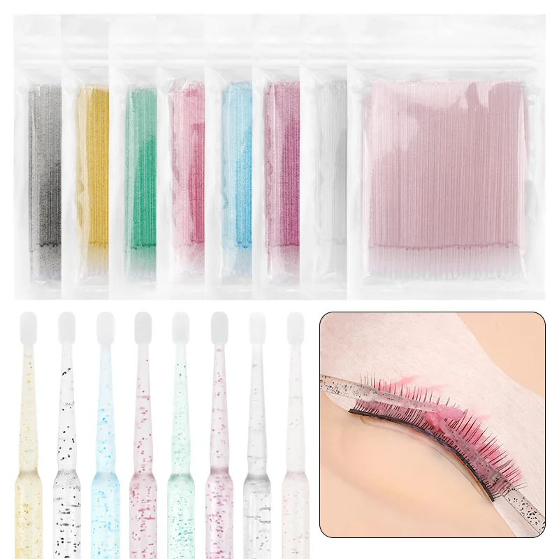 100pcs/Pack Crystal Rod Micro Brushes Disposable Microbrush Applicators Eyelash Extensions Eyelash Glue Cleaning Brush