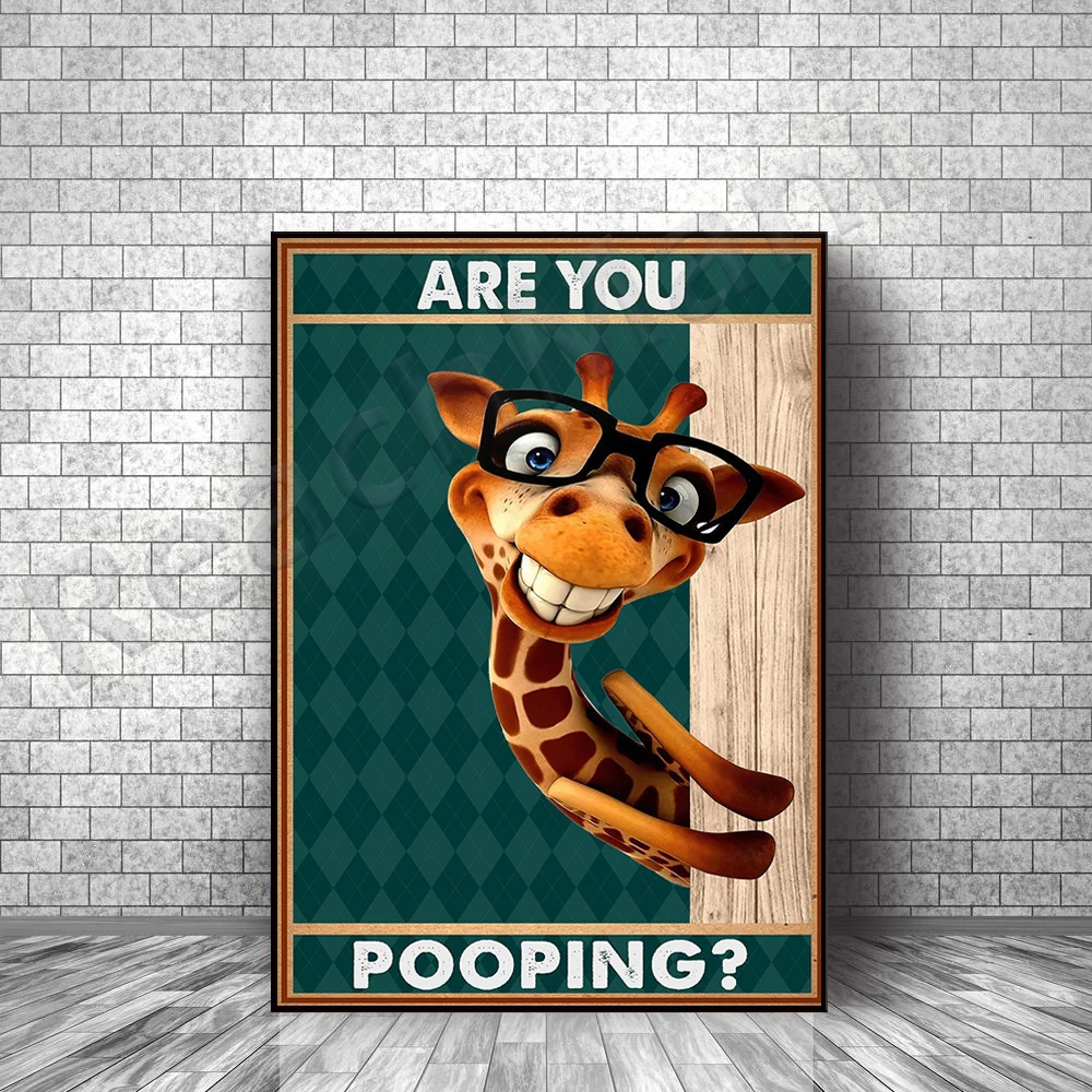 

Giraffe Are You Shit Canvas Poster, Funny Pretty Butt Giraffe Vintage Poster, Giraffe Animal Bathroom Canvas, Bathroom Sign