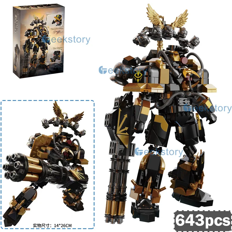 

Creative 643pcs Mech Warrior Model Building Blocks Set 1004 Educational Collectible Assembly Boys Adult MOC Bricks Toys Gifts