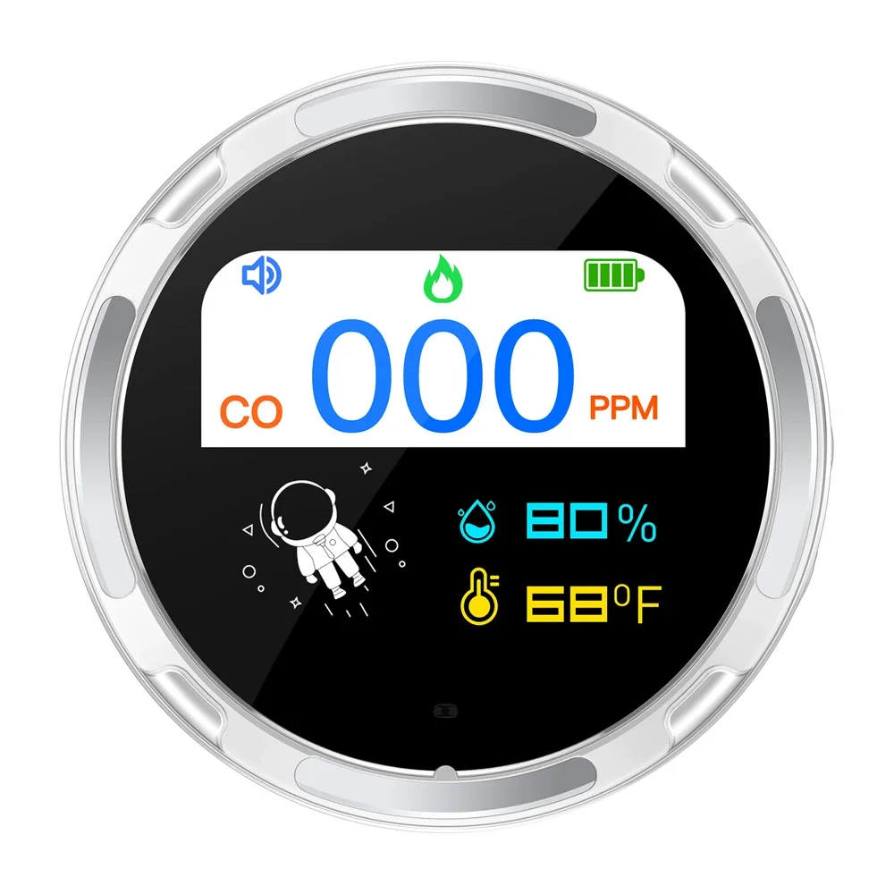 Détecteur d'affichage portable, testeur de monoxyde de carbone, compteur de température et d'humidité multifonctionnel