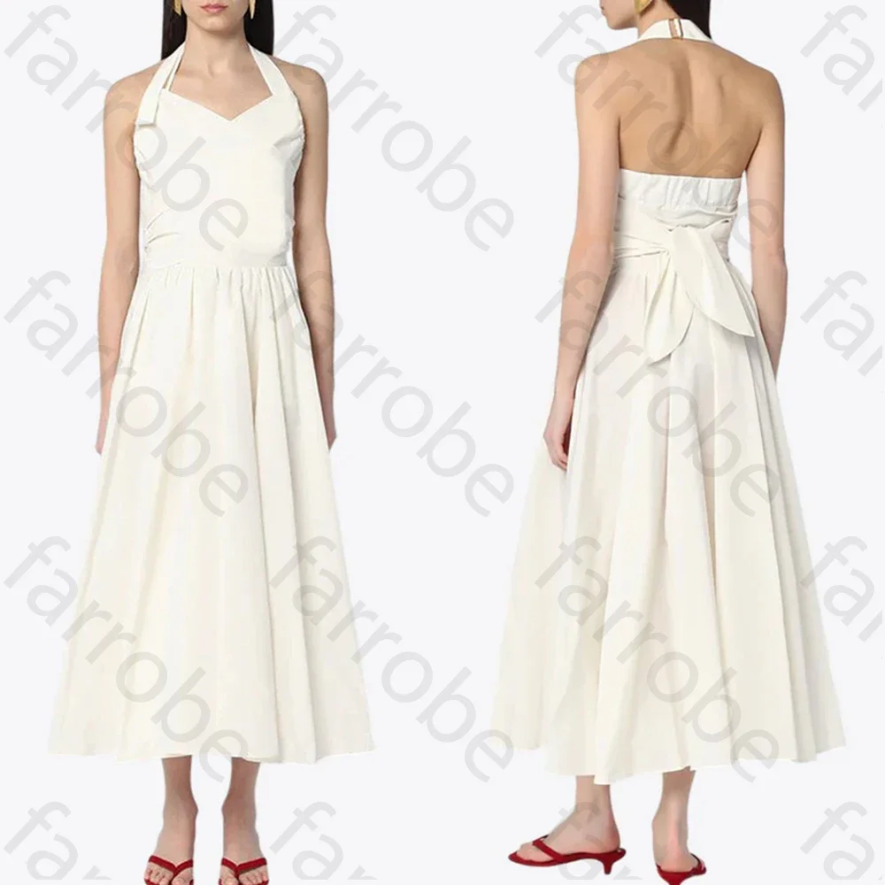 

Платье миди с бантом на спине и воротником-бретелькой по индивидуальному заказу, вечерние платья трапециевидной формы, официальные изысканные женские платья для выпускного вечера высокого качества