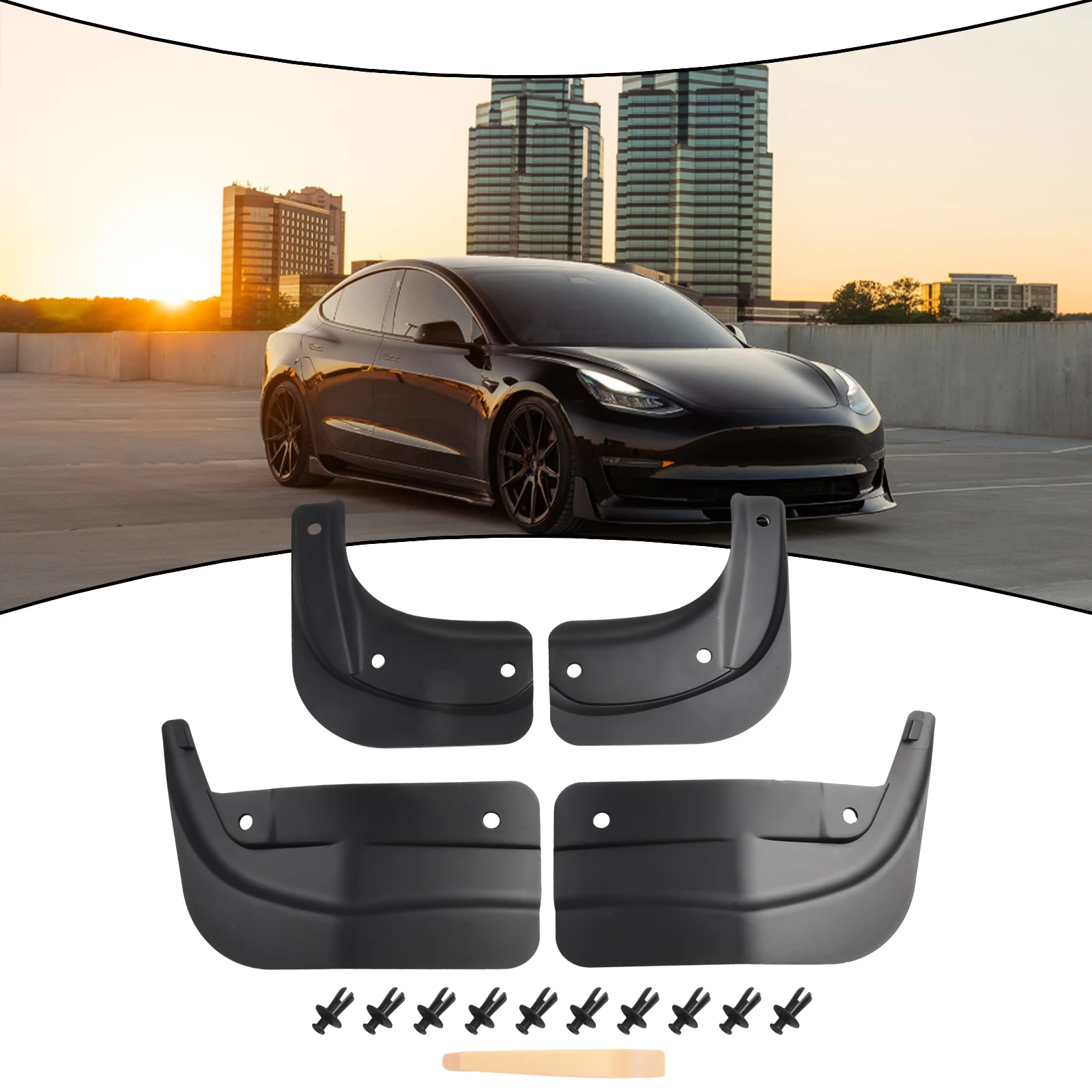 

4PCS Black TPE Front Rear Mudflaps Mud Flaps Protector Fender For Tesla Model 3 2024 Electric Vehicle Part Car Wheel Mud Flaps