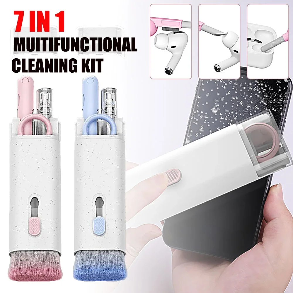 7 in 1 Keyboard Cleaning Brush Computer Earphone Cleaning Tools Keyboard Cleaner Keycap Puller Kit for Headset Keyboard