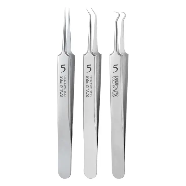 3 SZTUK Ultra Fine No 5 Cell Pimples Black Head Clip Tweezers Beauty Salon Special Scraping Closing Artifact Acne Needle Tool