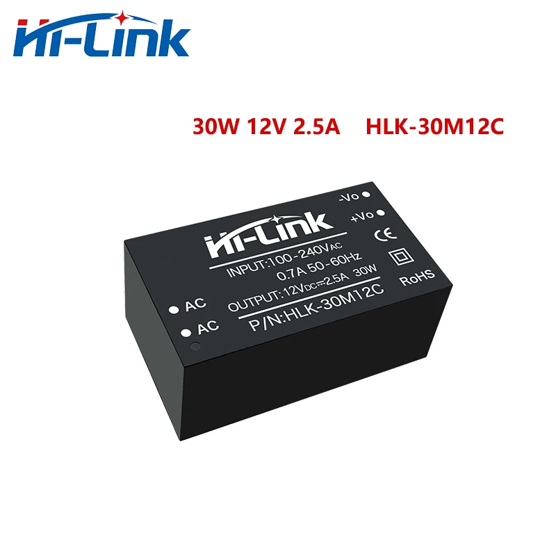 Hi-Link konverter catu daya cerdas 30W 9V/12V/15V/24V AC DC, modul cerdas catu daya 30M09C 30M12C 30M15C 30M24C rumah pintar