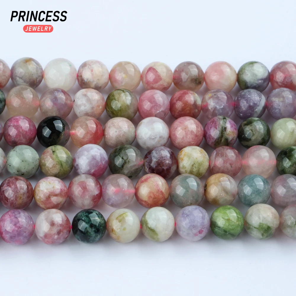 A+ Natural Plum Blossom Tourmaline 6-10mm Loose Beads for Jewelry Making Bracelet Necklace Wholesale Stone Beads DIY Accessories