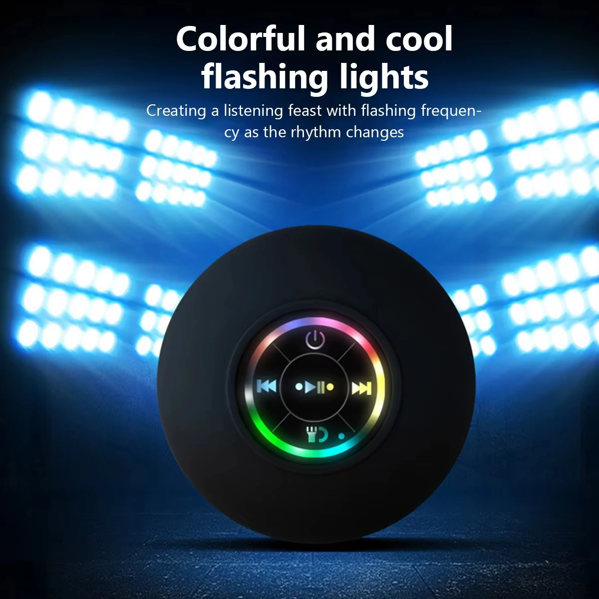 New Mini Portable Bluetooth Audio IPX4 Waterproof Led Lights Bathroom Outdoor Large Suction Cup Can Be Adsorbed Wall Speaker