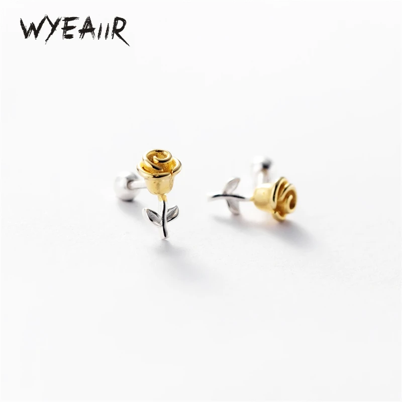 WYEAIIR 925 sterling zilver zoete Valentijnsdag geschenk romantische vergulde rozen fijne sieraden luxe vrouwelijke oorbellen