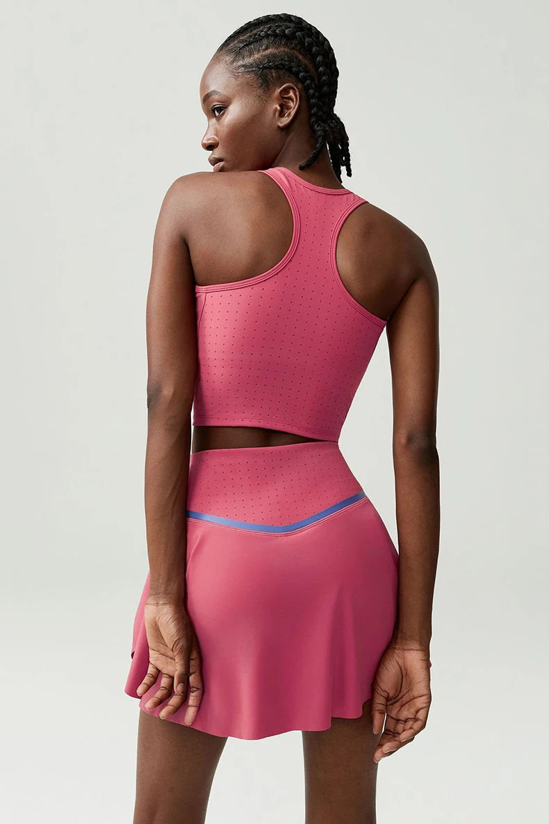 Frauen Zwei Stücke Fitness Yoga Set Atmungsaktive Outdoor Lauf Anzug Weiche Stretchy Tennis Rock Workout Kleidung Kurze Sportswear – Detail 15