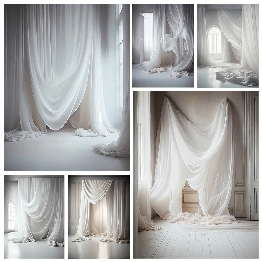 

Mehofond Pregnant Backdrop Interior White Curtain Window Backgrounds Photography Girl Birthday Wedding Portrait Photozone Studio