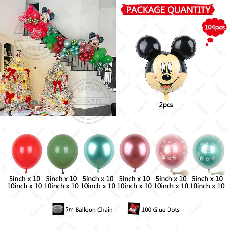 1 zestaw czerwony Glod balony Arch Garland zestaw cukierki Mickey Minnie Olaf kulki foliowe dekoracje na przyjęcie świąteczne sylwester Globos