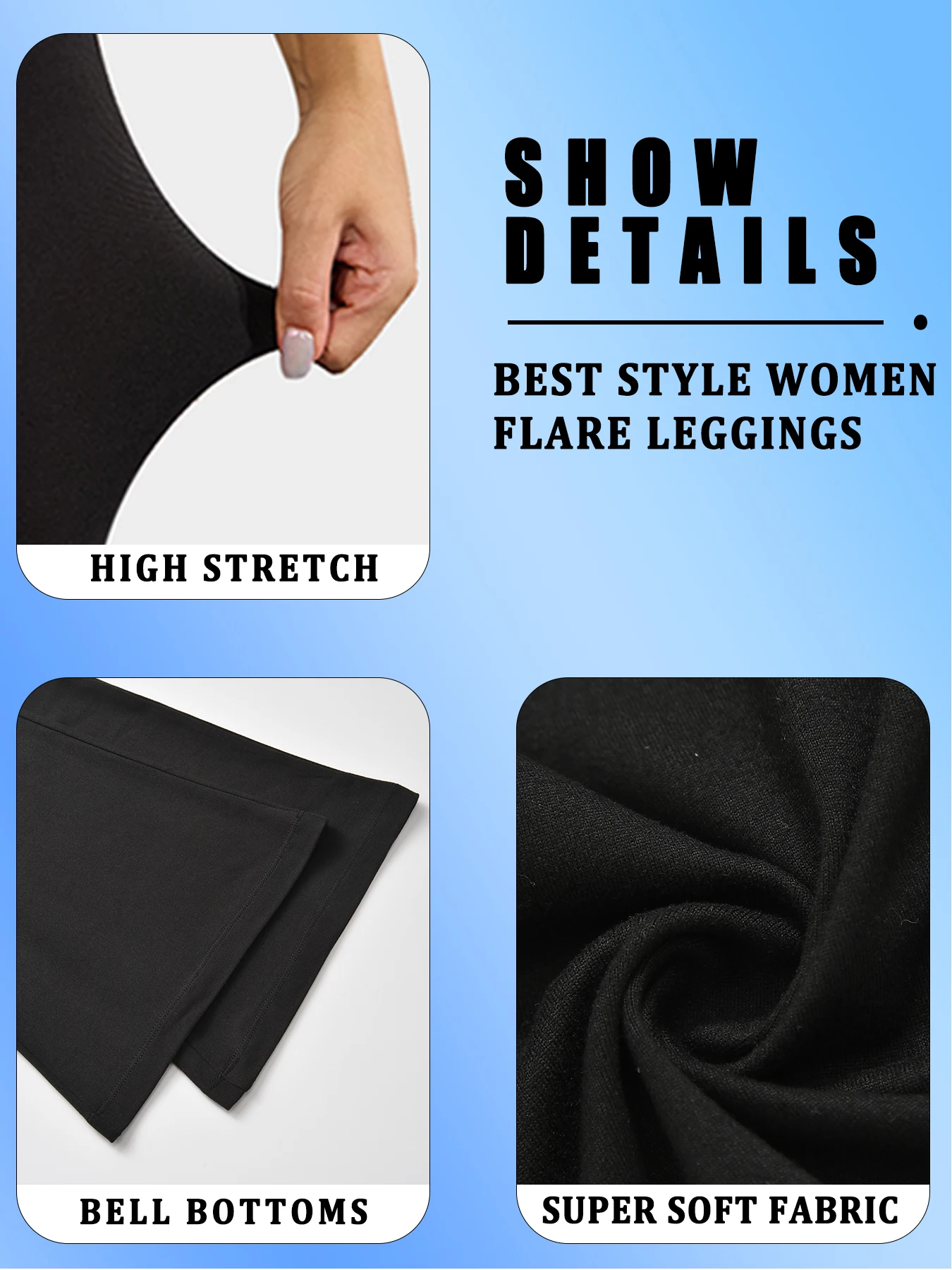 3 Pack Women's Super Soft Flare Pants High Waisted Tummy Control Workout Yoga Push Up Gym Fitness Long Leggings Bell Bottoms
