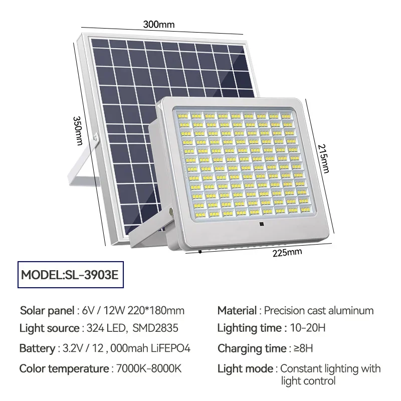 GISELLE Solar Flood Light With Remote Control Waterproof IP65 LED Outdoor Floodlights Lamp For Courtyard Garden Balcony