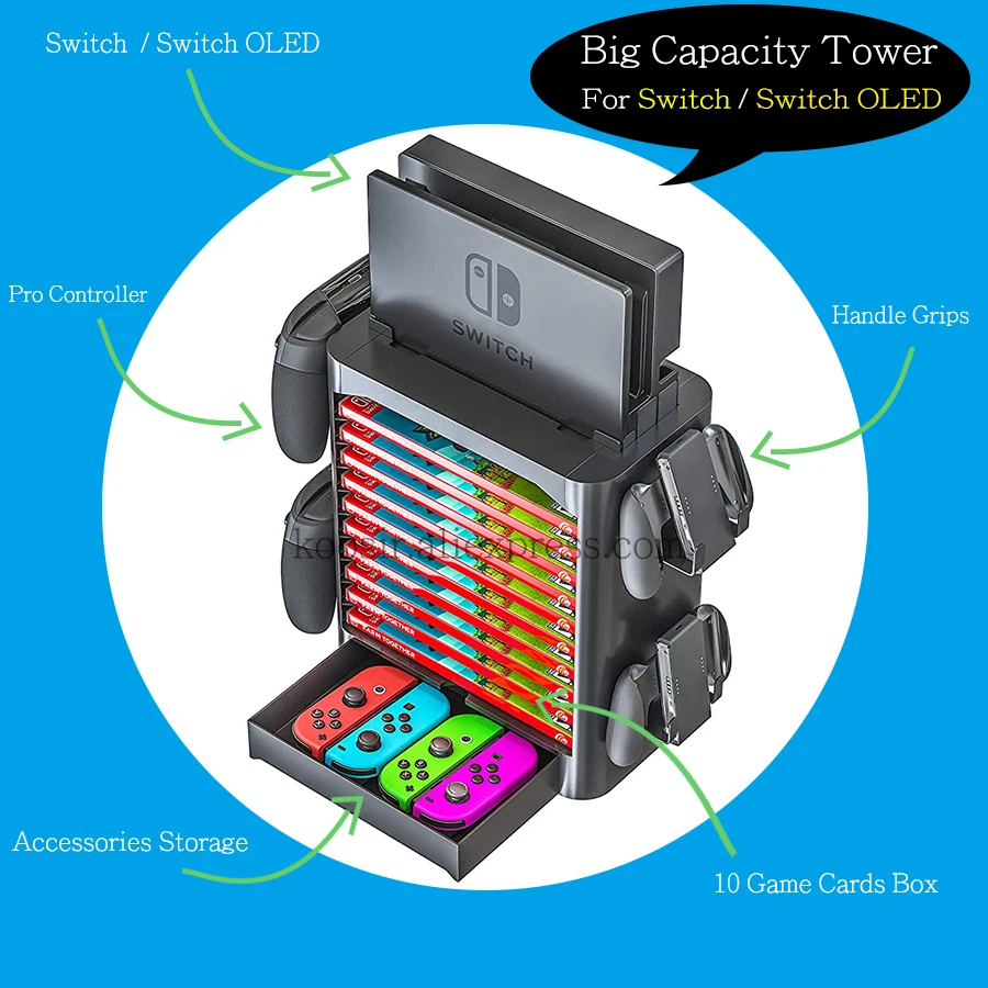 Nintend Switch/OLED/Lite Console Accessories Case Storage Stand Nintendoswitch Game CD Disc Joycon Pro Controller Holder Tower