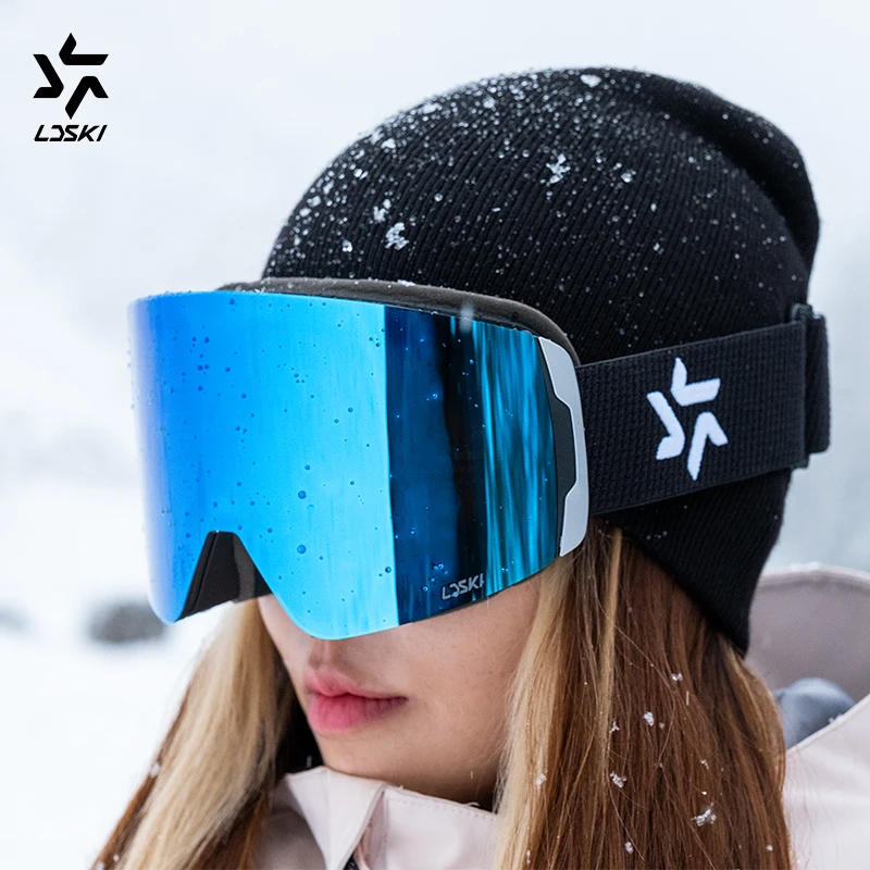 LDSKI Ski Goggles with Magnetic Double Layer Polarized Lens Anti-fog UV400 Snowboard Goggles Men Women Glasses Eyewear case