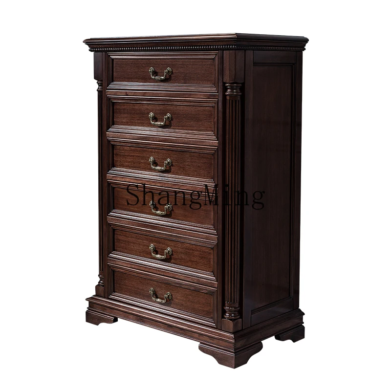 

LXY solid wood retro villa multi-drawer living room partition locker bedroom storage cabinet