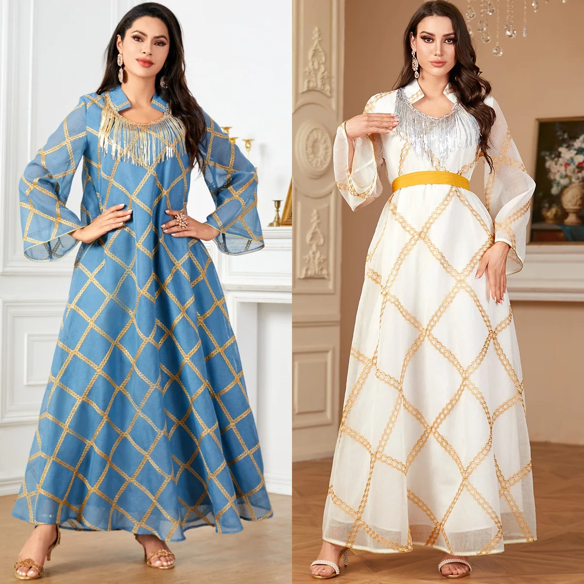 

UNI Abaya Saudi Arabian Muslim Women's Clothing Robe New Style Turkish Middle Eastern Ladies' Banquet Dress Long-sleeved Dress
