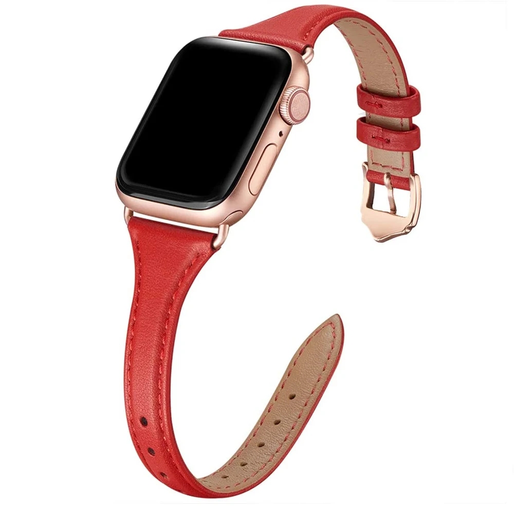 Cinturino in pelle sottile colorato per Apple Watch 8 SE 7/6/5/4 38MM 40MM 41MM cinturino ad anello cinturino 42MM 44MM 45MM cinturino da polso