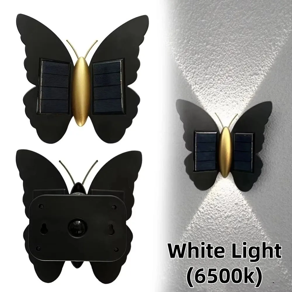 

Солнечный настенный светильник в форме бабочки с датчиком движения, автоматическое включение/выключение, светодиодная индукционная лампа, декоративное освещение на солнечной энергии