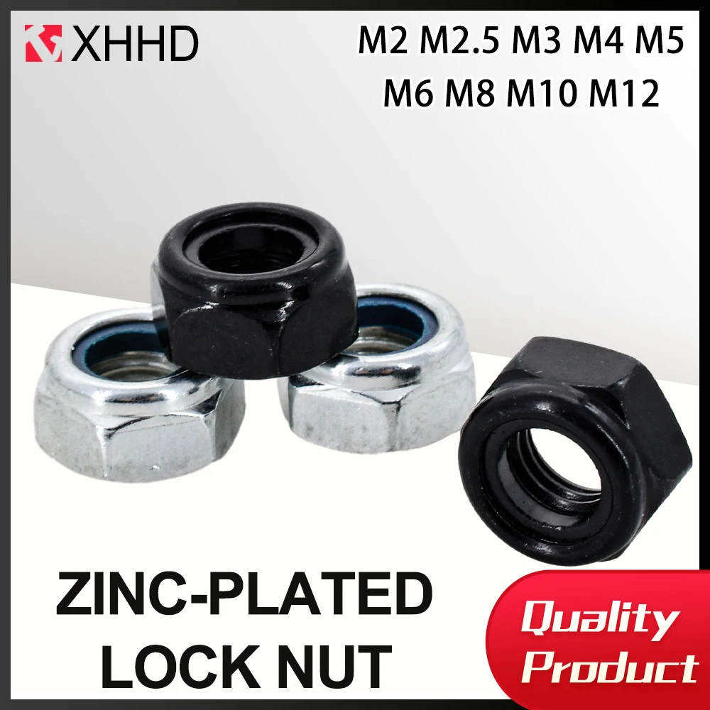 304 스테인리스 스틸 나일론 자동 잠금 육각 잠금 슬립 잠금 너트, M2 M2.5 M3 M4 M5 M6 M8 M10 M12 플랜지 육각 인서트 너트, DIN985