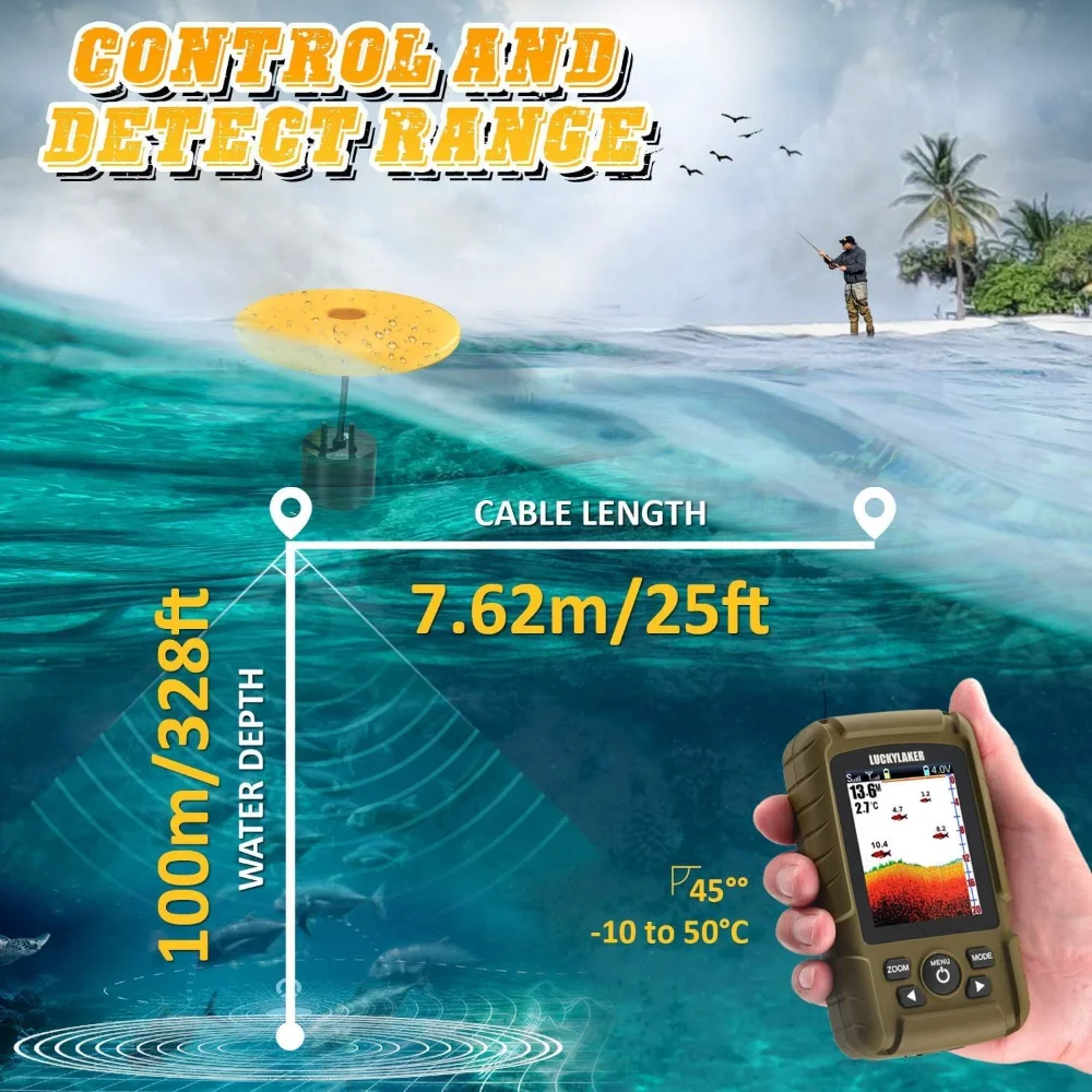 

Water Depth Fish Finders Waterproof Portable Fishing Fish Finder Display Handheld Ice Fishing Finder Sonar Sensor