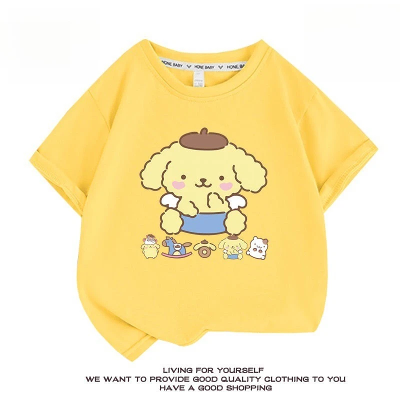 

Cute Pudding Dog Summer Baby Girls Clothes T-shirt Cartoon Anime Children's Kawaii Fashion Cotton Tee Home Clothes Top